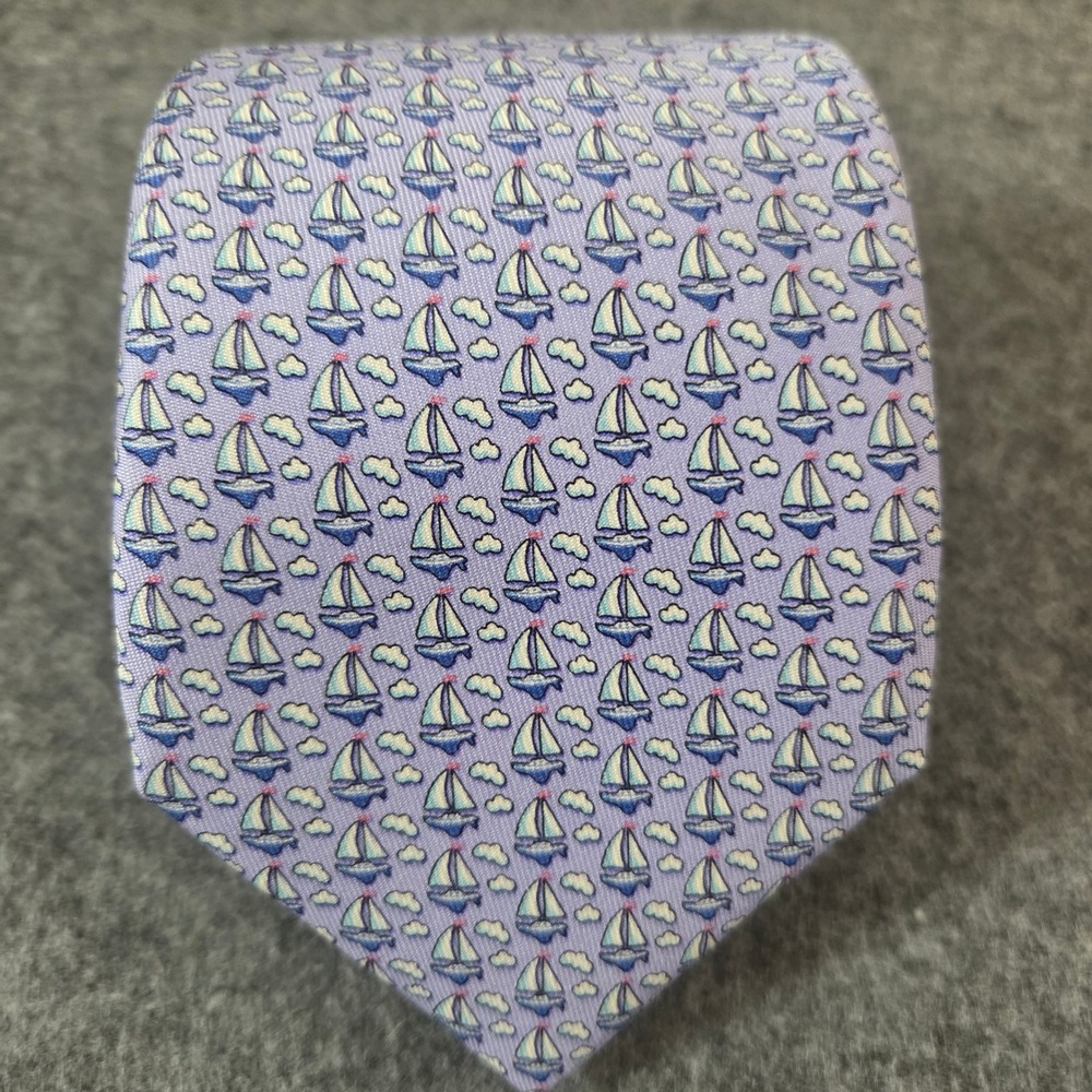 Vineyard Vines Shep Ian Silk Tie Mens Sailboat Nautical Martha's Vineyard 61"